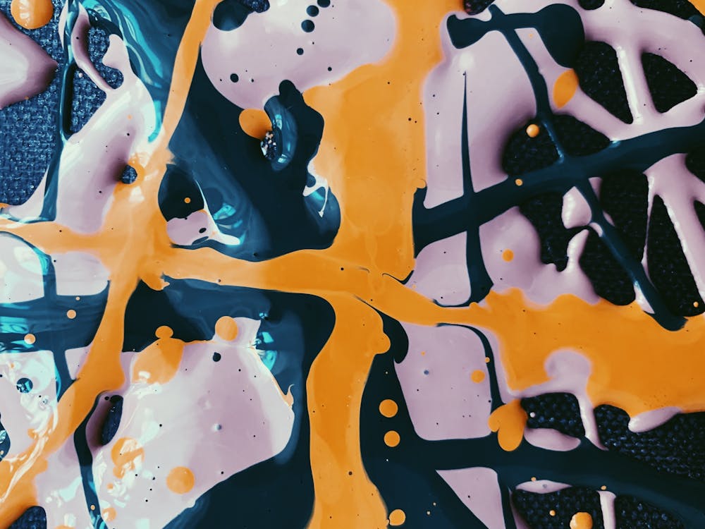 Abstract painting in yellow and white.